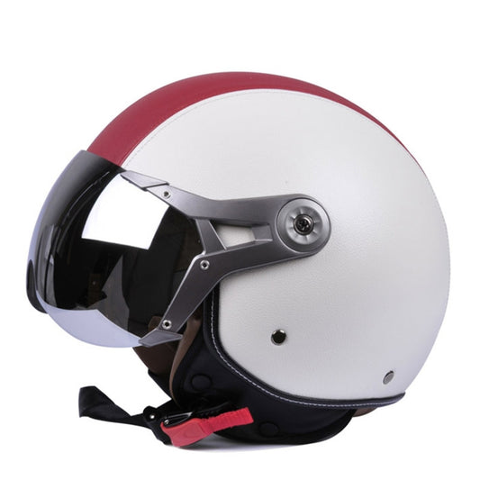 GXT Electric Vehicle Half Cover Four Seasons Retro Helmet, Size: XL(White Red) - Helmets by GXT | Online Shopping South Africa | PMC Jewellery | Buy Now Pay Later Mobicred
