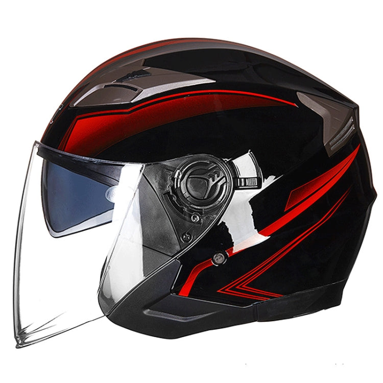 GXT 708 Electric Vehicle Dual Lens Helmet Four Seasons Safety Helmet, Size: L(Bright Black Red) - Helmets by GXT | Online Shopping South Africa | PMC Jewellery | Buy Now Pay Later Mobicred