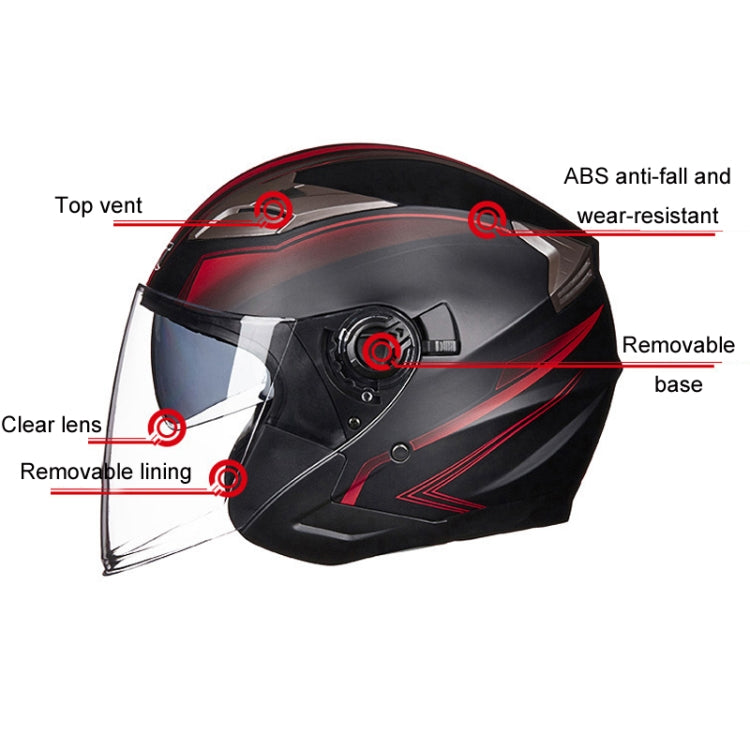 GXT 708 Electric Vehicle Dual Lens Helmet Four Seasons Safety Helmet, Size: L(Bright Black Blue) - Helmets by GXT | Online Shopping South Africa | PMC Jewellery | Buy Now Pay Later Mobicred