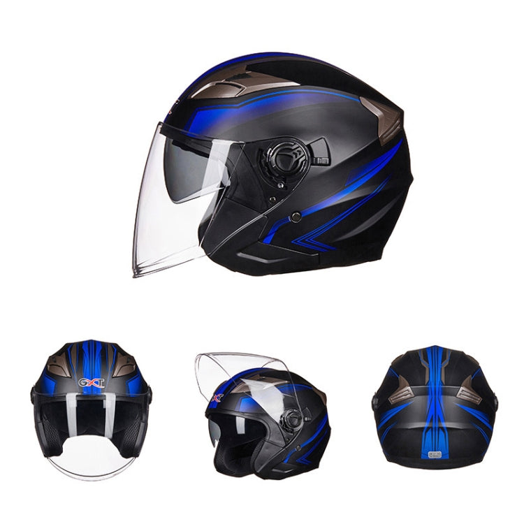 GXT 708 Electric Vehicle Dual Lens Helmet Four Seasons Safety Helmet, Size: XL(Bright Black Blue) - Helmets by GXT | Online Shopping South Africa | PMC Jewellery | Buy Now Pay Later Mobicred