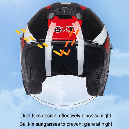 GXT Electric Vehicle Four Seasons Sun Protection & Windshield Double Lens Helmet, Size: L(Matt Black Red) - Helmets by GXT | Online Shopping South Africa | PMC Jewellery | Buy Now Pay Later Mobicred