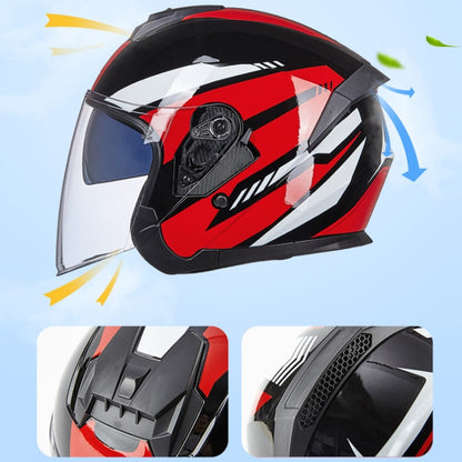 GXT Electric Vehicle Four Seasons Sun Protection & Windshield Double Lens Helmet, Size: XL(Bright Black Red) - Helmets by GXT | Online Shopping South Africa | PMC Jewellery | Buy Now Pay Later Mobicred