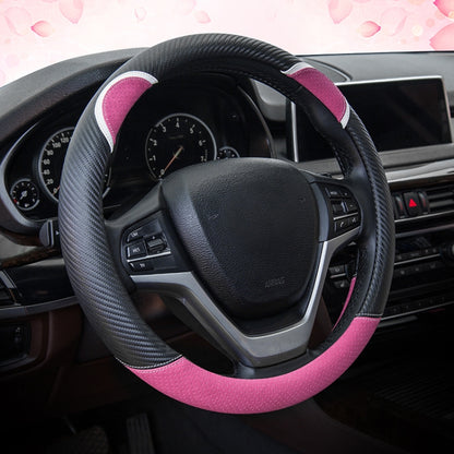 38cm Cute Rabbit Women Cartoon Car Steering Wheel Cover, Color: Round Black Rose Red - Steering Wheel Accessories by PMC Jewellery | Online Shopping South Africa | PMC Jewellery | Buy Now Pay Later Mobicred