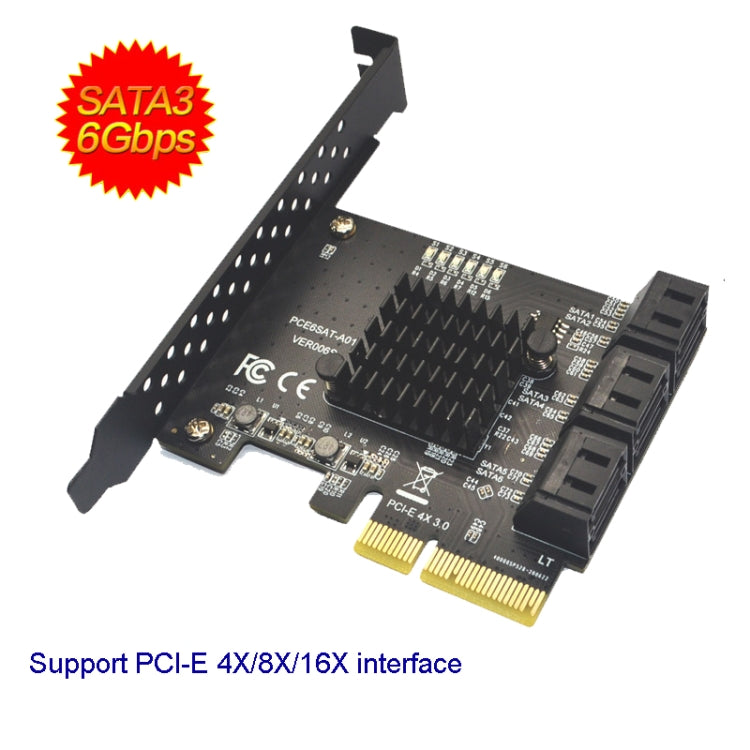 PCIE  4X To 6 Port  SATA 3.0 Adapter Expansion Card ASMedia ASM1166 Converter - Add-on Cards by PMC Jewellery | Online Shopping South Africa | PMC Jewellery