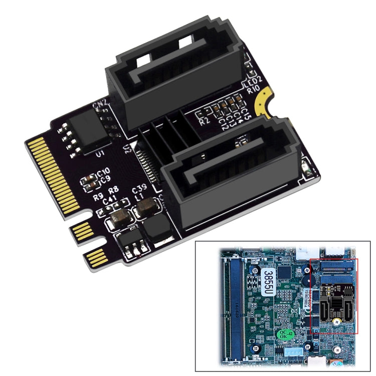 M2 to SATA3.0 Adapter Card PCI-E3.0 Card KEY A+E WiFi M.2 to SATA JMB582 Chip(Black) - Card Adapter by PMC Jewellery | Online Shopping South Africa | PMC Jewellery | Buy Now Pay Later Mobicred