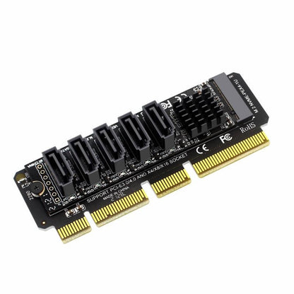 M.2NVME-PCIE X4 / X8 / X16 Rotor SATA5 Port Transfer Card JMB585 Chip - Card Adapter by PMC Jewellery | Online Shopping South Africa | PMC Jewellery | Buy Now Pay Later Mobicred