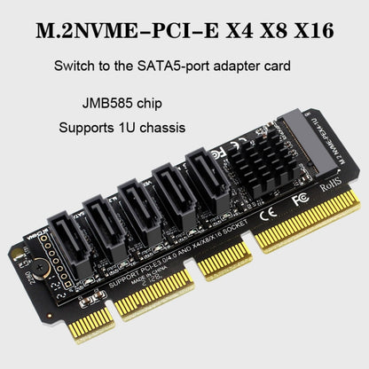 M.2NVME-PCIE X4 / X8 / X16 Rotor SATA5 Port Transfer Card JMB585 Chip - Card Adapter by PMC Jewellery | Online Shopping South Africa | PMC Jewellery | Buy Now Pay Later Mobicred