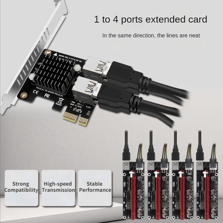 PCIE To PCI-E4 Port USB3.0 Expansion Card Graphics Card Extension(Half High Baffle) - Add-on Cards by PMC Jewellery | Online Shopping South Africa | PMC Jewellery | Buy Now Pay Later Mobicred