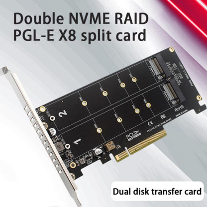 PCI-E X8 Double Disk Transfer Card NVME M.2 MKEY SSD RAID Array Expansion Adapter(PH45) - Card Adapter by PMC Jewellery | Online Shopping South Africa | PMC Jewellery