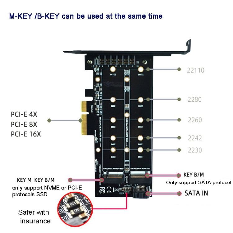 M.2 PCIe SSD Adapter Card PCIE 4x to M.2 Key M B Dual Interface Card - Add-on Cards by PMC Jewellery | Online Shopping South Africa | PMC Jewellery | Buy Now Pay Later Mobicred