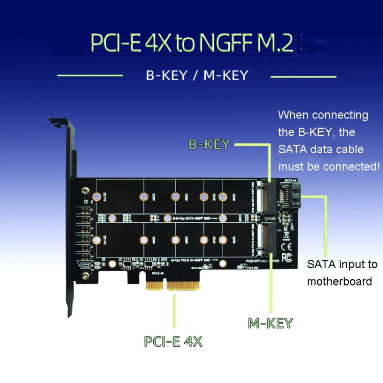 M.2 PCIe SSD Adapter Card PCIE 4x to M.2 Key M B Dual Interface Card - Add-on Cards by PMC Jewellery | Online Shopping South Africa | PMC Jewellery | Buy Now Pay Later Mobicred