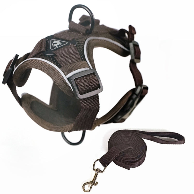 Pet Vest Harness + Traction Rope Set Reflective Breathable Dog Cat Harness, Size: M(Coffee) - Leashes by PMC Jewellery | Online Shopping South Africa | PMC Jewellery