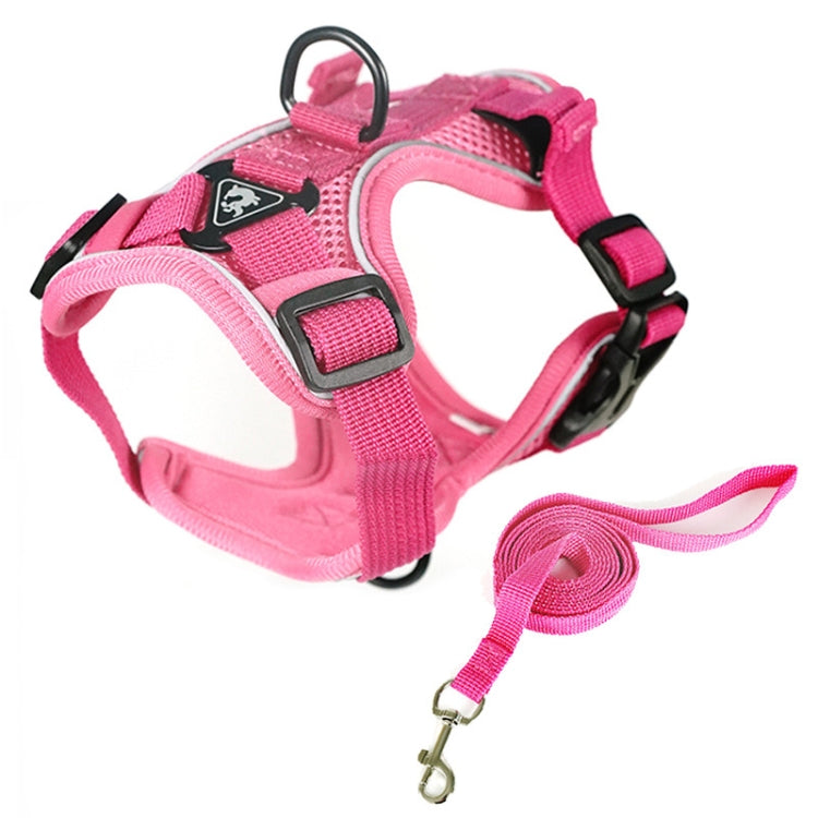 Pet Vest Harness + Traction Rope Set Reflective Breathable Dog Cat Harness, Size: L(Pink) - Leashes by PMC Jewellery | Online Shopping South Africa | PMC Jewellery