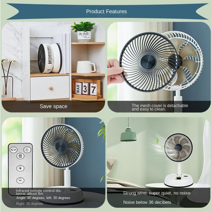 8-inch Portable Folding Telescopic Fan Can Shake Head with Timing & Remote Control(White 5400  mAh) - Electric Fans by PMC Jewellery | Online Shopping South Africa | PMC Jewellery | Buy Now Pay Later Mobicred