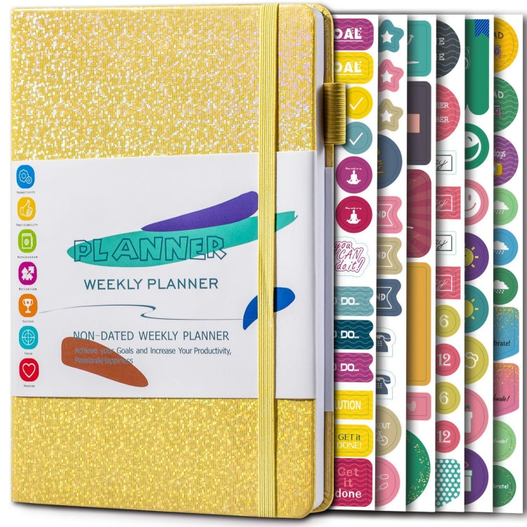 A5 Starry Sky Undated Planner Journal Financial Notebook(Yellow) - Notebooks by PMC Jewellery | Online Shopping South Africa | PMC Jewellery