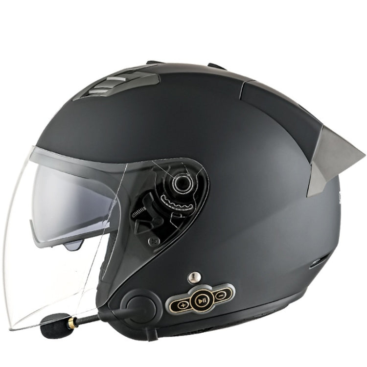 KUQIBAO Motorcycle Smart Bluetooth Sun Protection Double Lens Safety Helmet, Size: M(Matte Black+Gray Tail) - Helmets by KUQIBAO | Online Shopping South Africa | PMC Jewellery | Buy Now Pay Later Mobicred