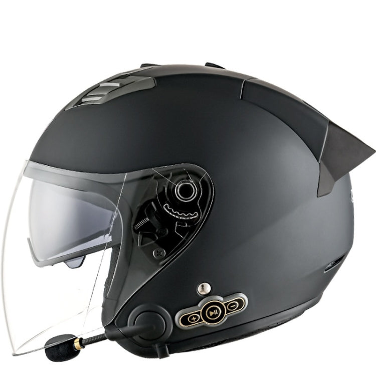 KUQIBAO Motorcycle Smart Bluetooth Sun Protection Double Lens Safety Helmet, Size: L(Matte Black+Black Tail) - Helmets by KUQIBAO | Online Shopping South Africa | PMC Jewellery | Buy Now Pay Later Mobicred