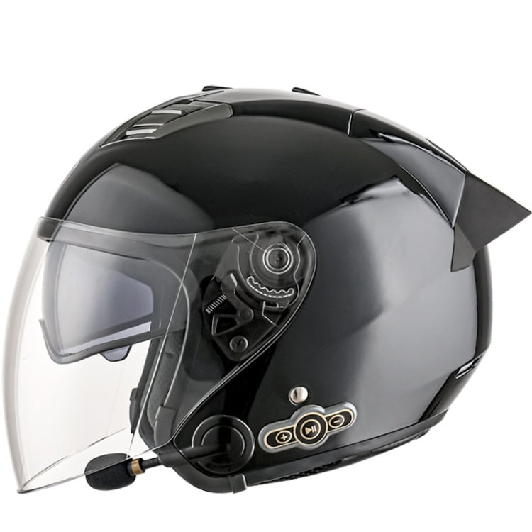 KUQIBAO Motorcycle Smart Bluetooth Sun Protection Double Lens Safety Helmet, Size: L(Bright Black+Black Tail) - Helmets by KUQIBAO | Online Shopping South Africa | PMC Jewellery | Buy Now Pay Later Mobicred