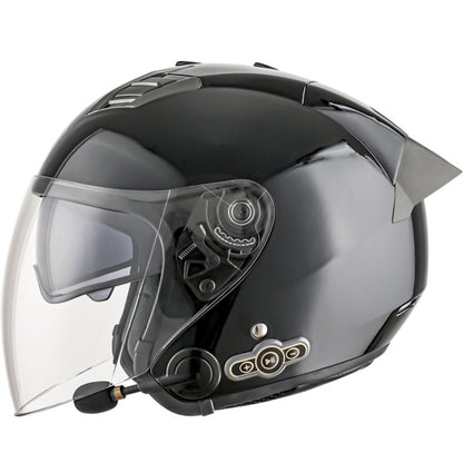 KUQIBAO Motorcycle Smart Bluetooth Sun Protection Double Lens Safety Helmet, Size: L(Bright Black+Gray Tail) - Helmets by KUQIBAO | Online Shopping South Africa | PMC Jewellery | Buy Now Pay Later Mobicred