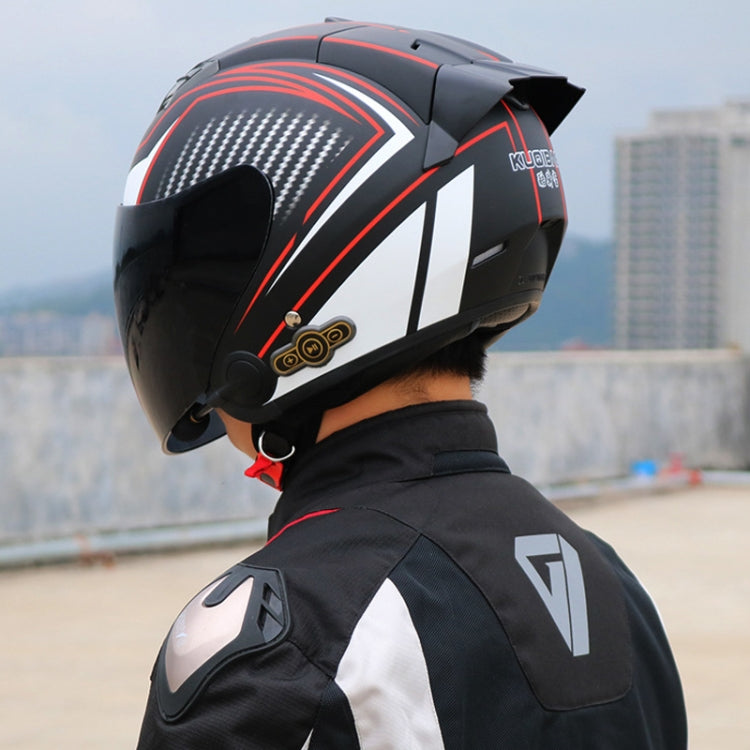 KUQIBAO Motorcycle Smart Bluetooth Sun Protection Double Lens Safety Helmet, Size: M(White Phantom Fiber+Black Tail) - Helmets by KUQIBAO | Online Shopping South Africa | PMC Jewellery | Buy Now Pay Later Mobicred