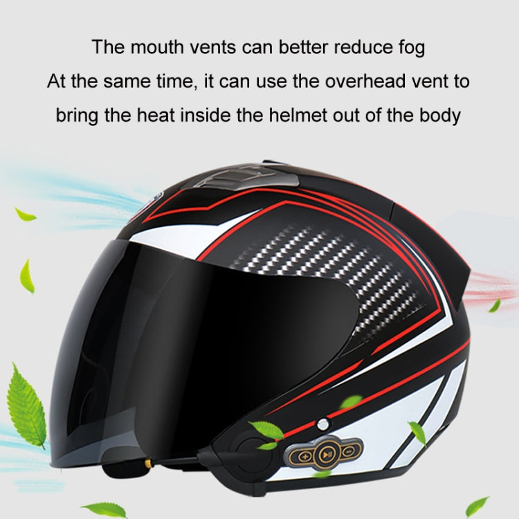 KUQIBAO Motorcycle Smart Bluetooth Sun Protection Double Lens Safety Helmet, Size: XXL(Bright Black+Gray Tail) - Helmets by KUQIBAO | Online Shopping South Africa | PMC Jewellery | Buy Now Pay Later Mobicred