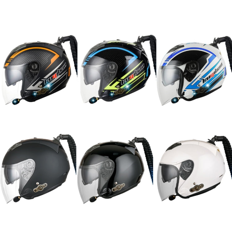 KUQIBAO Motorcycle Bluetooth Headset Double Lens Helmet With Braid, Size: L(Bright Black) - Helmets by KUQIBAO | Online Shopping South Africa | PMC Jewellery | Buy Now Pay Later Mobicred