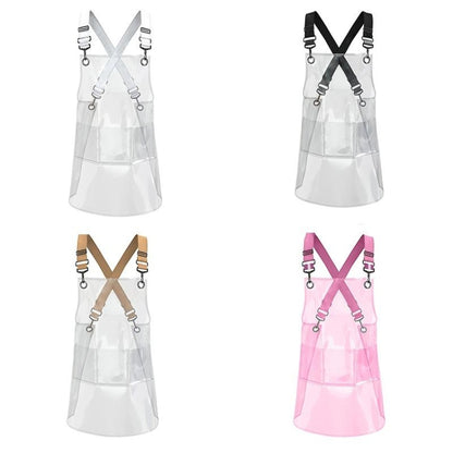 50 Silk Short 60cm Transparent TPU Apron Solid Color Webbing Adjustable Work Apron(Transparent + Black Webbing) - Aprons & Caps by PMC Jewellery | Online Shopping South Africa | PMC Jewellery