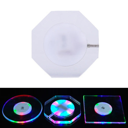 100x10mm Octagonal USB Charging LED Light Up Acrylic Coaster Transparent Crystal Base(Colorful Light) - Car Drink Holders by PMC Jewellery | Online Shopping South Africa | PMC Jewellery | Buy Now Pay Later Mobicred