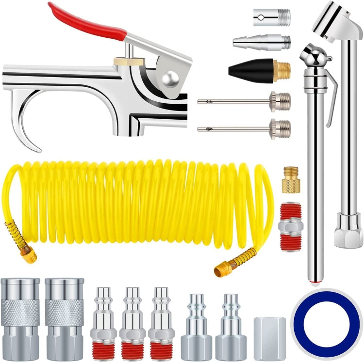 20 In 1 Air Compressor Kit 1/4 Inch NPT Air Tool Kit With 7.5m Coil Nylon Hose - Engine Fittings by PMC Jewellery | Online Shopping South Africa | PMC Jewellery | Buy Now Pay Later Mobicred