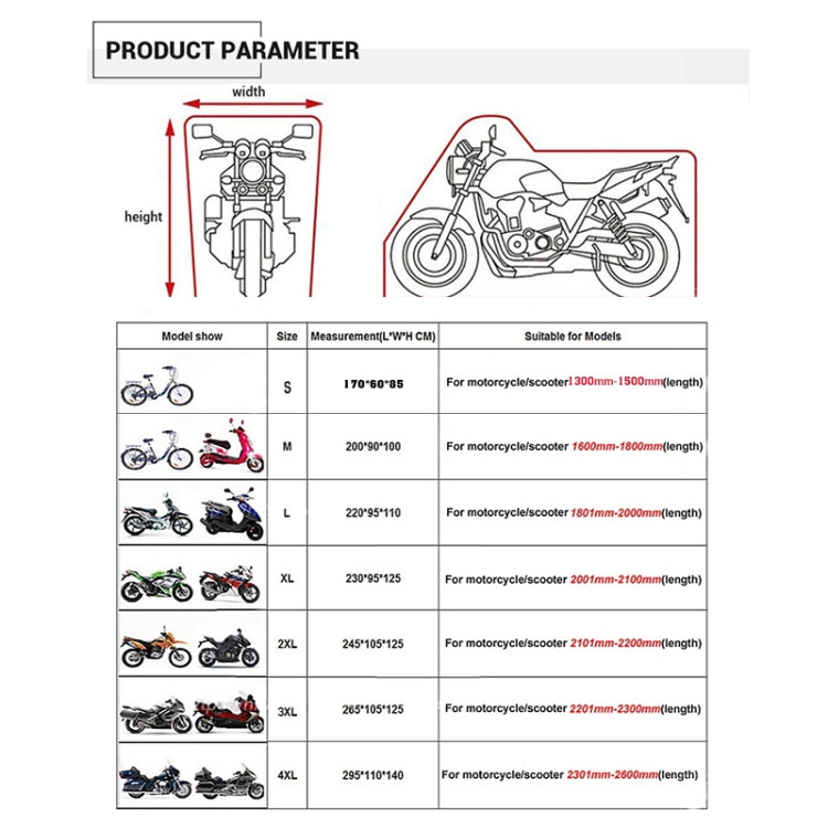 190T Motorcycle Rain Covers Dustproof Rain UV Resistant Dust Prevention Covers, Size: M(Black and Red) - Protective Gear by PMC Jewellery | Online Shopping South Africa | PMC Jewellery | Buy Now Pay Later Mobicred