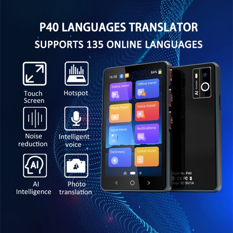 P40 Multi-country Smart Translator Simultaneous Interpretation Photo Offline Translation Recording to Translation(Black) -  by PMC Jewellery | Online Shopping South Africa | PMC Jewellery | Buy Now Pay Later Mobicred