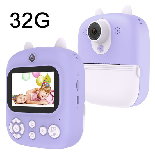 1200W Pixel  2.4 Inch Display Children Print Instant Camera 32G+Card Reader Purple - Children Cameras by PMC Jewellery | Online Shopping South Africa | PMC Jewellery | Buy Now Pay Later Mobicred