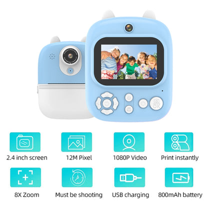 1200W Pixel  2.4 Inch Display Children Print Instant Camera 32G+Card Reader Blue - Children Cameras by PMC Jewellery | Online Shopping South Africa | PMC Jewellery | Buy Now Pay Later Mobicred