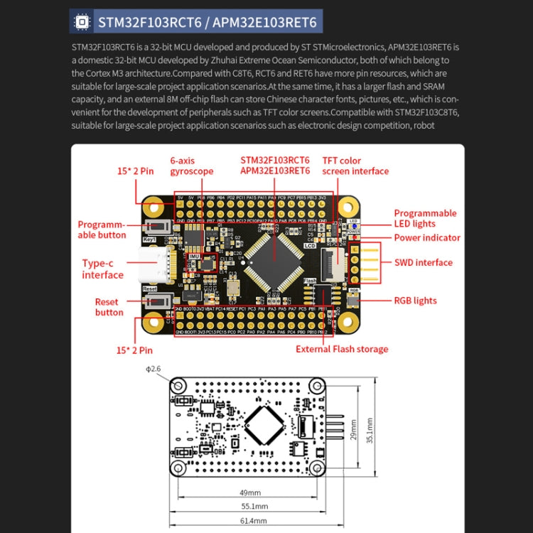 Yahboom MCU RCT6 Development Board STM32 Experimental Board ARM System Core Board, Specification: STM32F103RCT6 - Arduino Nucleo Accessories by Yahboom | Online Shopping South Africa | PMC Jewellery | Buy Now Pay Later Mobicred