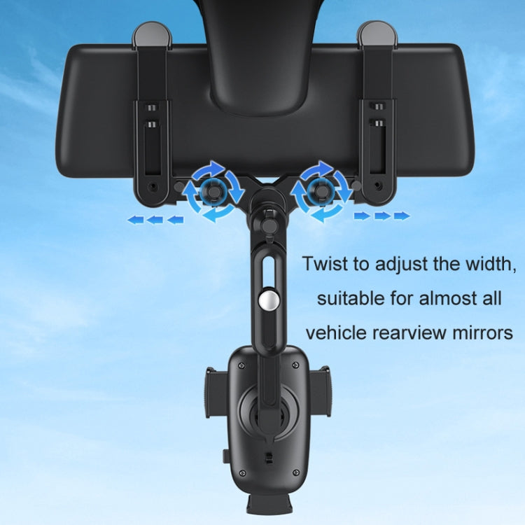 Car Rearview Mirror Navigation Retractable Multifunctional Mobile Phone Holder(Black) - Car Holders by PMC Jewellery | Online Shopping South Africa | PMC Jewellery | Buy Now Pay Later Mobicred