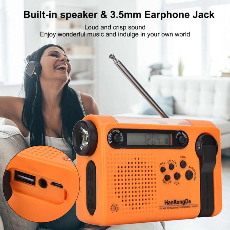 HanRongda HRD-900 LED Lighting Solar Hand Crank Power Generation NOAA Weather Warning Radio(Dark Green) - Radio Player by HanRongda | Online Shopping South Africa | PMC Jewellery | Buy Now Pay Later Mobicred