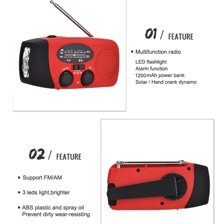 HanRongda HRD-902 Disaster Prevention and Emergency Solar Charging Lighting Mobile Portable Radio(Red) - Radio Player by HanRongda | Online Shopping South Africa | PMC Jewellery | Buy Now Pay Later Mobicred