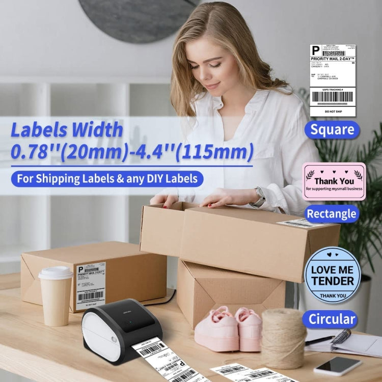 Phomemo D520-BT Bluetooth Thermal Shipping Label Printer Wireless Desktop Printer For Barcode Address Labels, Size: US(Pink White) - Printer by Phomemo | Online Shopping South Africa | PMC Jewellery | Buy Now Pay Later Mobicred