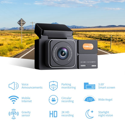 FISANG Wireless WIFI Single Recording 2K HD Night Vision Car Recorder(K03) - Car DVRs by FISANG | Online Shopping South Africa | PMC Jewellery | Buy Now Pay Later Mobicred