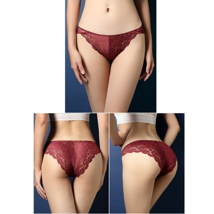 Sexy Lace Seamless Underwear Women Ultra-Thin Low-Waisted Perspective Triangle Pants, Size: L(Claret) - Ladies Underwear by PMC Jewellery | Online Shopping South Africa | PMC Jewellery