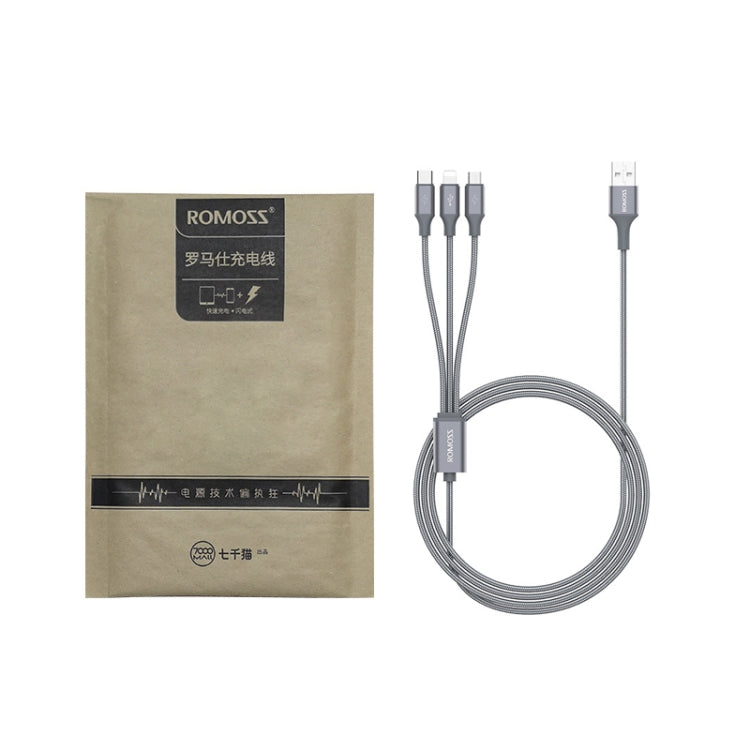 ROMOSS CB25 3 In 1 3.5A  8 Pin + Micro USB + Type C/USB-C Cable 1m(Star Blue) - Multifunction Cable by ROMOSS | Online Shopping South Africa | PMC Jewellery | Buy Now Pay Later Mobicred