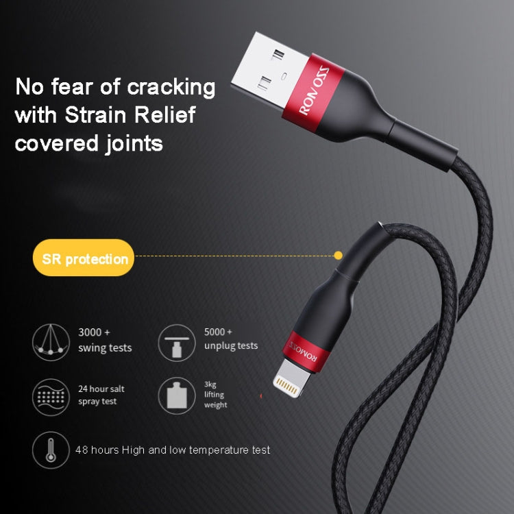 ROMOSS  CB12B 2.4A 8 Pin Fast Charging Cable For IPhone / IPad Data Cable 1m(Gray Black) - Normal Style Cable by ROMOSS | Online Shopping South Africa | PMC Jewellery | Buy Now Pay Later Mobicred