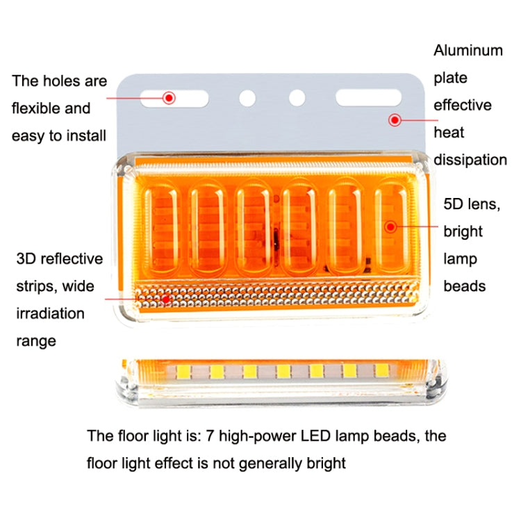 2pcs 24V Truck LED Side Light Car Strong Light Waterproof Super Bright Tire Lamp(Yellow) - Clearance Lights by PMC Jewellery | Online Shopping South Africa | PMC Jewellery | Buy Now Pay Later Mobicred