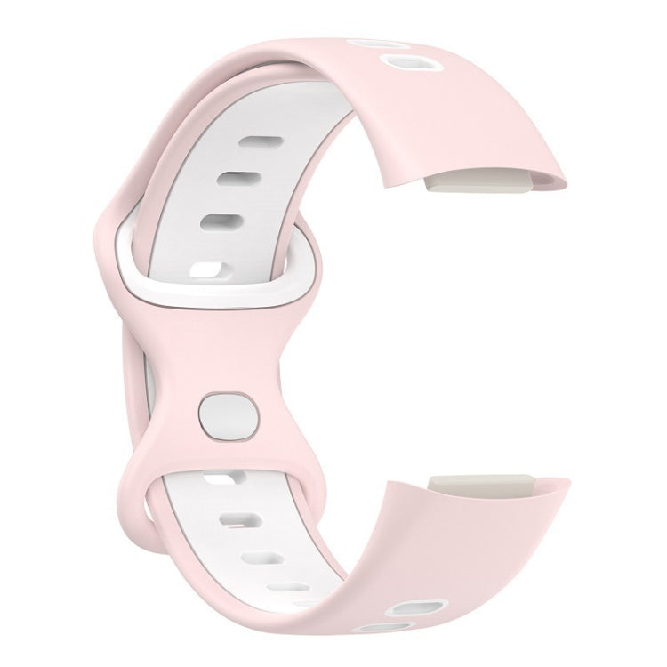 For Fitbit Charge 5 Smart Watch Sports Waterproof Two-Color Silicone Band(Pink White) - Watch Bands by PMC Jewellery | Online Shopping South Africa | PMC Jewellery | Buy Now Pay Later Mobicred