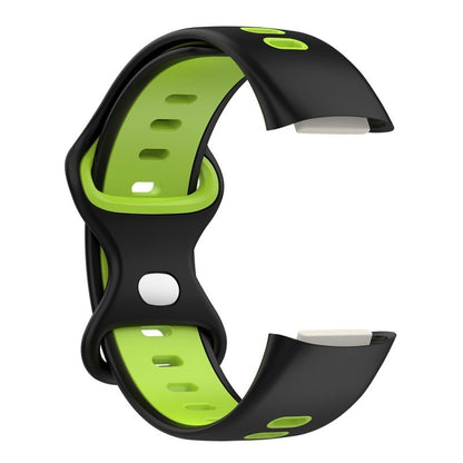 For Fitbit Charge 5 Smart Watch Sports Waterproof Two-Color Silicone Band(Black Green) - Watch Bands by PMC Jewellery | Online Shopping South Africa | PMC Jewellery | Buy Now Pay Later Mobicred