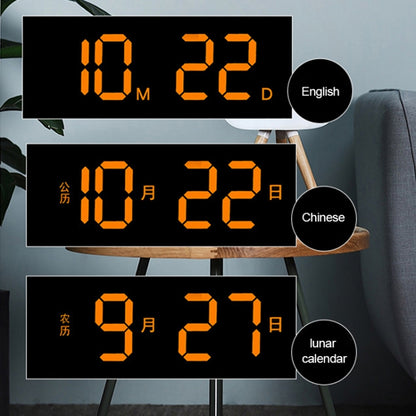 13-Inch LED Acrylic Electronic Clock Large-Screen Square Wall Clock With Timing Temperature Humidity(6632 Orange White Green) - Wall Clock by PMC Jewellery | Online Shopping South Africa | PMC Jewellery