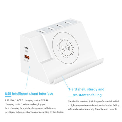 PD 20W +QC 3.0 Wireless Charging+6 Ports Multi-function Charger(UK Plug) - Multifunction Charger by PMC Jewellery | Online Shopping South Africa | PMC Jewellery | Buy Now Pay Later Mobicred