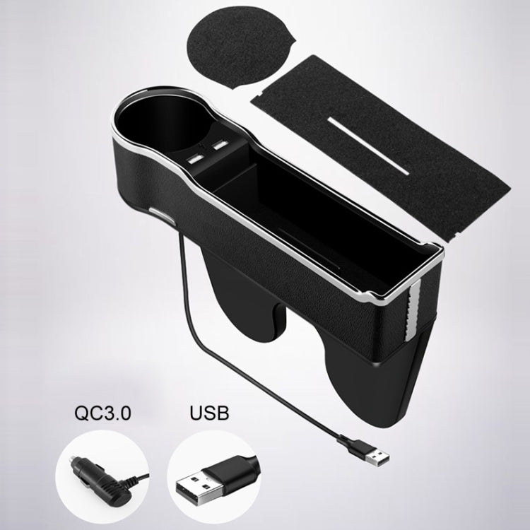 Car Seat Gap Storage Box Multifunctional Mobile Phone USB Charger, Color: QC3.0 Black - Stowing Tidying by PMC Jewellery | Online Shopping South Africa | PMC Jewellery | Buy Now Pay Later Mobicred