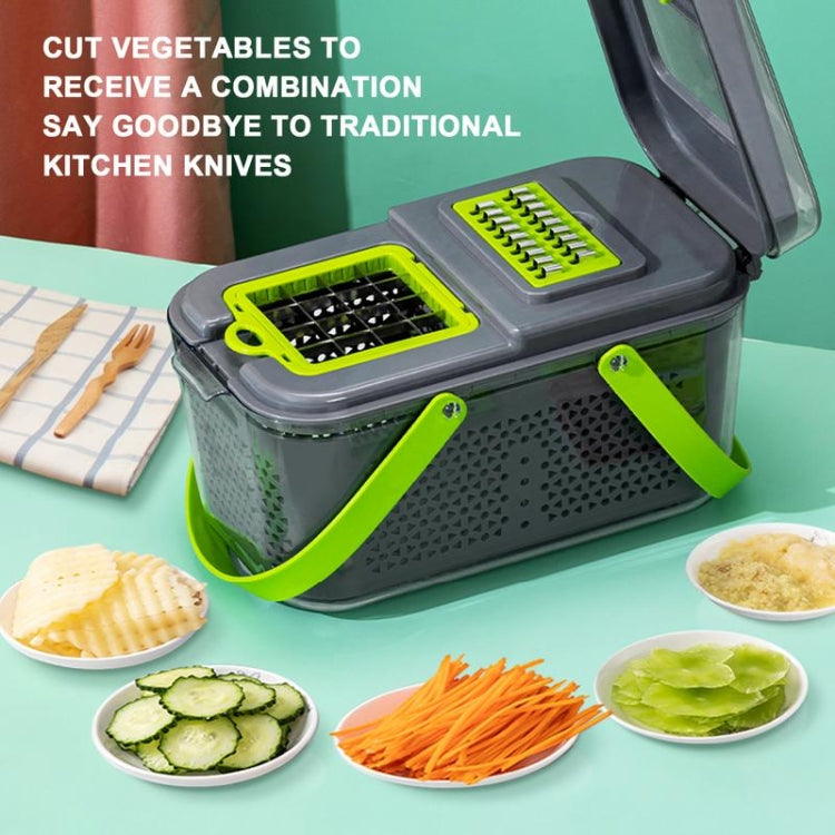 22 in 1 Multifunctional Food Chopper Grater Onion Dicer Veggie Cutter with 13 Stainless Steel Blades(Grey) - Cutter & Peeler by PMC Jewellery | Online Shopping South Africa | PMC Jewellery | Buy Now Pay Later Mobicred