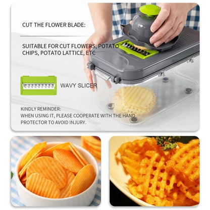 22 in 1 Multifunctional Food Chopper Grater Onion Dicer Veggie Cutter with 13 Stainless Steel Blades(Grey) - Cutter & Peeler by PMC Jewellery | Online Shopping South Africa | PMC Jewellery | Buy Now Pay Later Mobicred